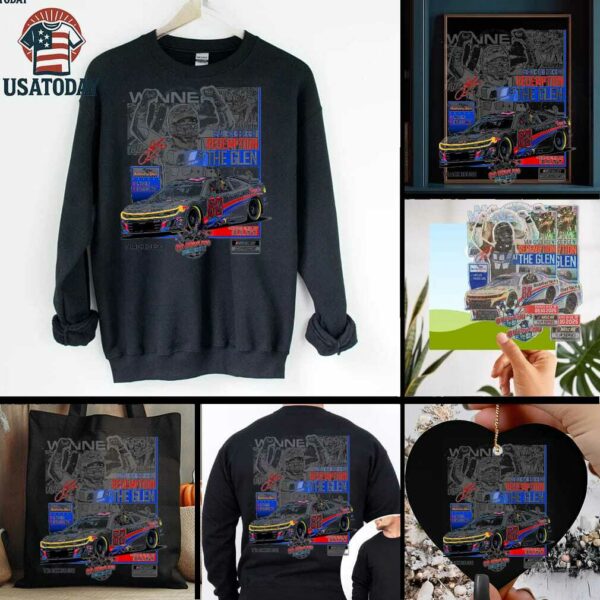 Shane van Gisbergen Checkered Flag Sports Heather Gray 2025 Go Bowling at The Glen Race Winner T Shirt