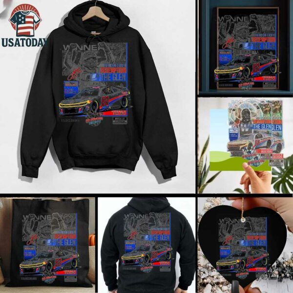 Shane van Gisbergen Checkered Flag Sports Heather Gray 2025 Go Bowling at The Glen Race Winner T Shirt