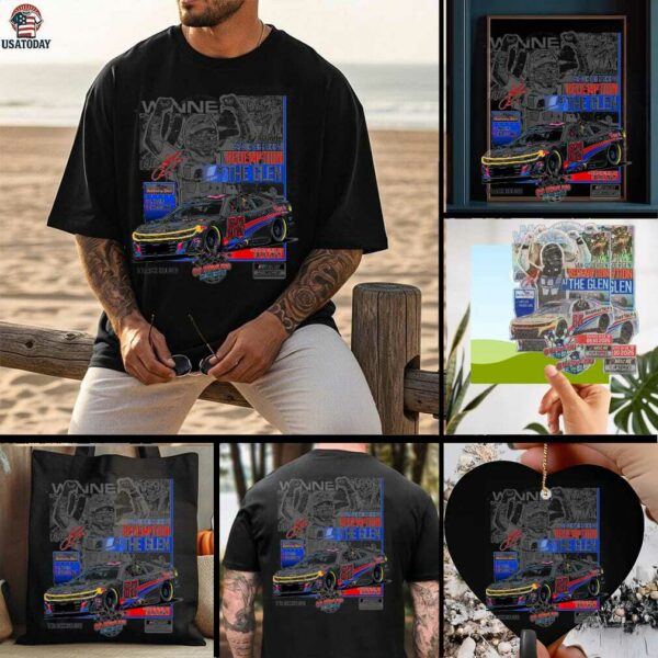 Shane van Gisbergen Checkered Flag Sports Heather Gray 2025 Go Bowling at The Glen Race Winner T Shirt