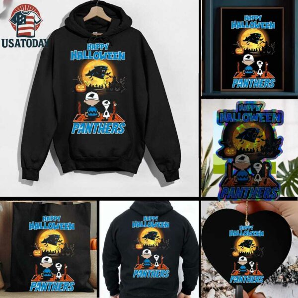 Snoopy And Charlie Brown X Carolina Panthers Happy Halloween T Shirt