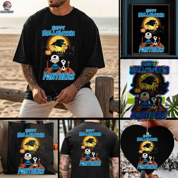 Snoopy And Charlie Brown X Carolina Panthers Happy Halloween T Shirt