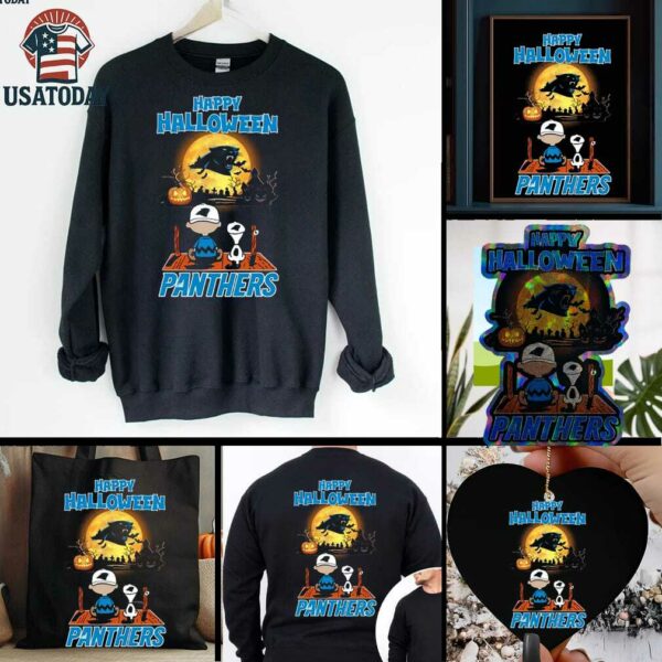 Snoopy And Charlie Brown X Carolina Panthers Happy Halloween T Shirt