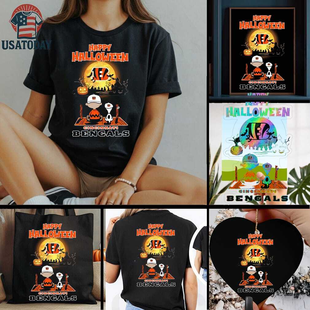 Snoopy And Charlie Brown X Cincinnati Bengals Happy Halloween T Shirt Snoopy And Charlie Brown X Cincinnati Bengals Happy Halloween T Shirt