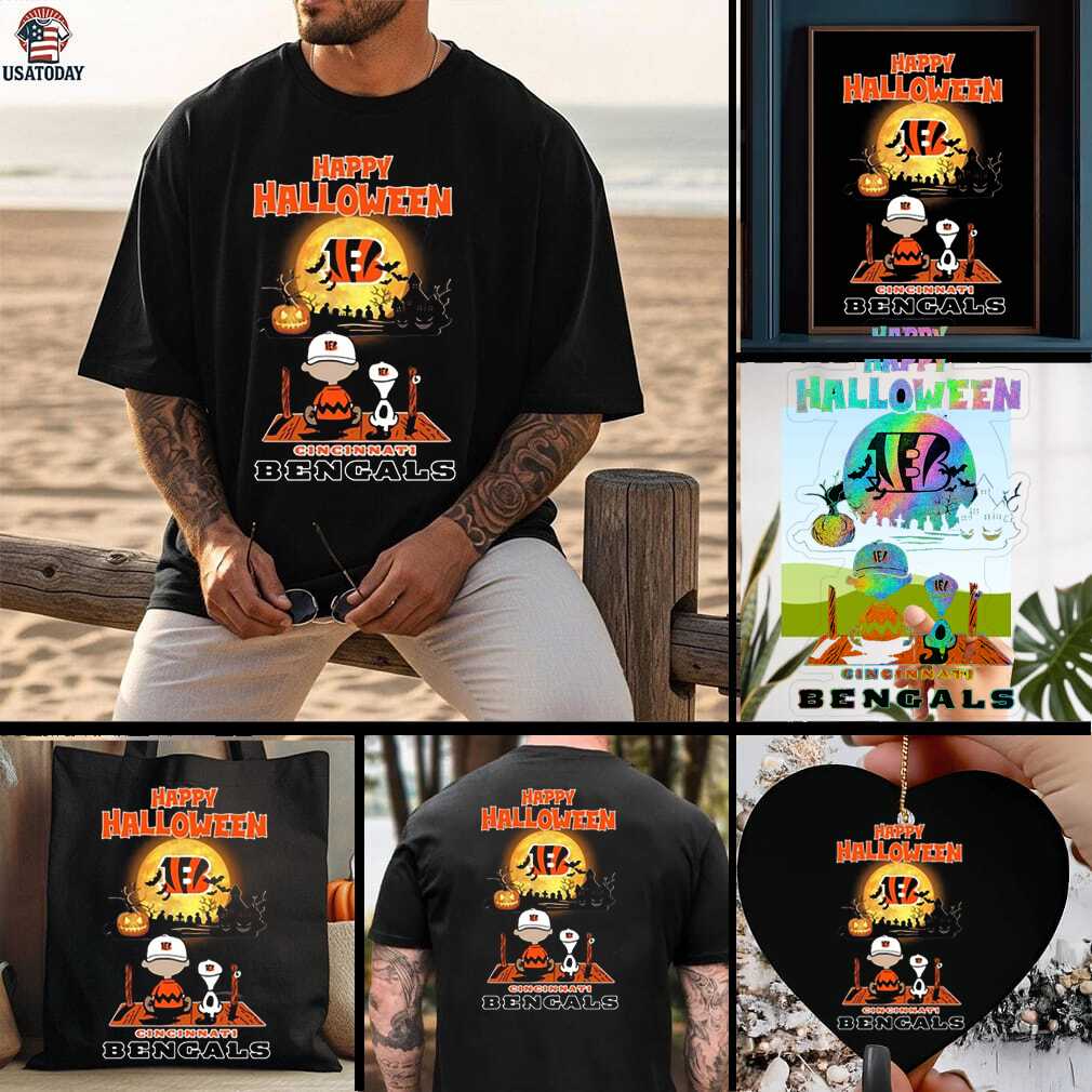 Snoopy And Charlie Brown X Cincinnati Bengals Happy Halloween T Shirt Snoopy And Charlie Brown X Cincinnati Bengals Happy Halloween T Shirt
