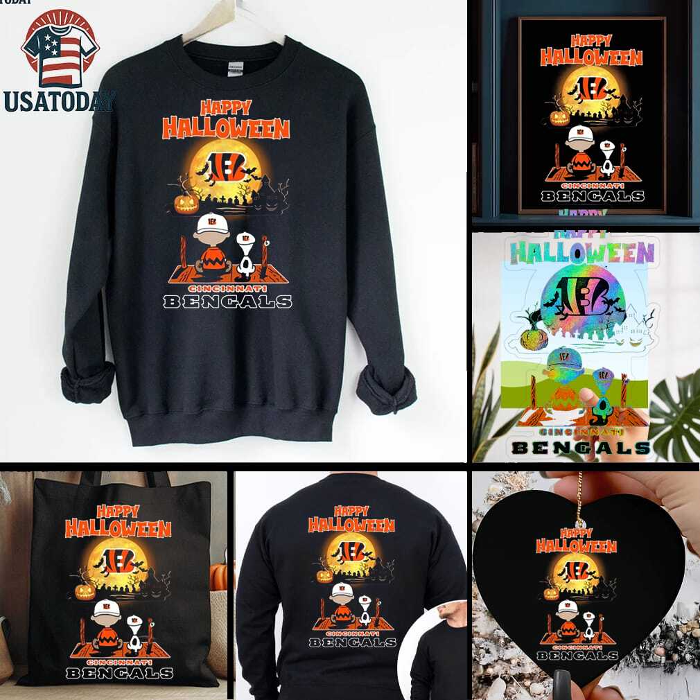 Snoopy And Charlie Brown X Cincinnati Bengals Happy Halloween T Shirt Snoopy And Charlie Brown X Cincinnati Bengals Happy Halloween T Shirt