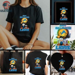 Snoopy And Charlie Brown X Detroit Lions Happy Halloween T Shirt