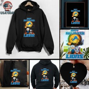 Snoopy And Charlie Brown X Detroit Lions Happy Halloween T Shirt