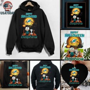 Snoopy And Charlie Brown X Miami Dolphins Happy Halloween T Shirt