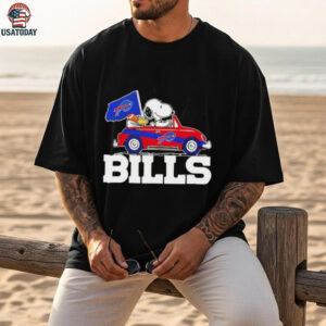 Snoopy driving car Buffalo Bills football shirt