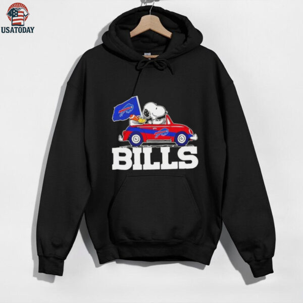 Snoopy driving car Buffalo Bills football shirt