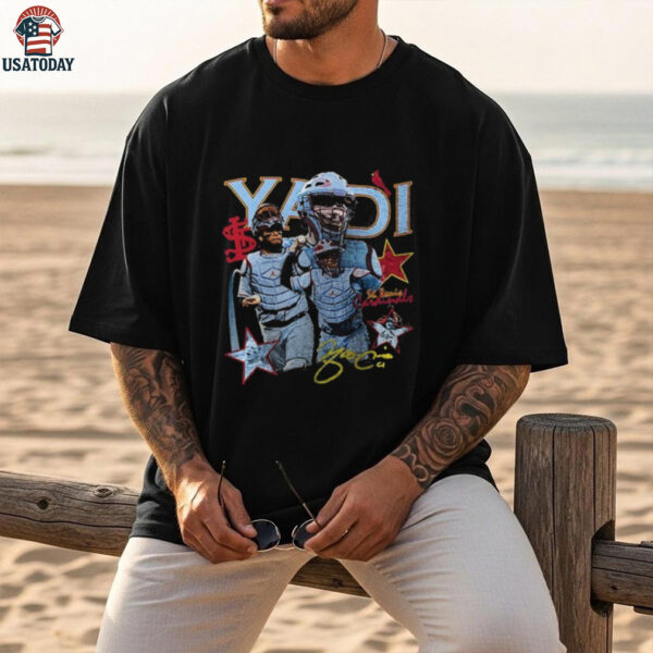St Louis Cardinals Yadier Molina silhouette graphic signature shirt