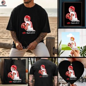 Taylen Green portrait Arkansas Razorbacks shirt