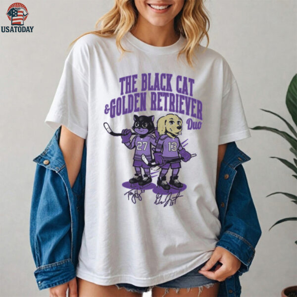 The Black Cat & Golden Retriever Duo T Shirt