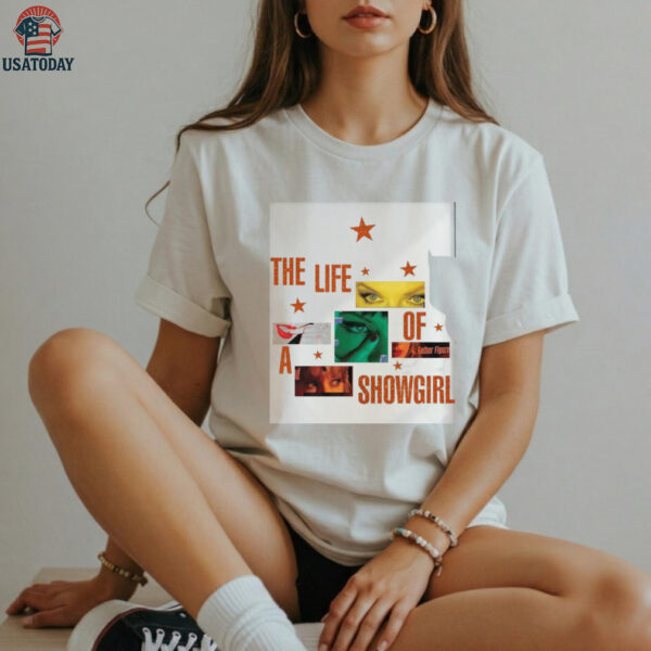 The Life of a Showgirl Glitter Text Swiftie T Shirt