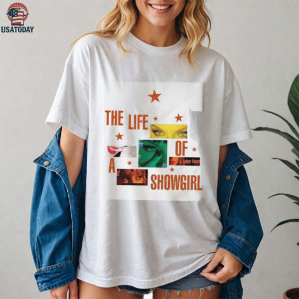 The Life of a Showgirl Glitter Text Swiftie T Shirt