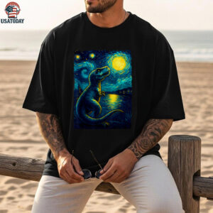 Trex Dinosaur Dino   Van Gogh Style   Starry Night Shirt
