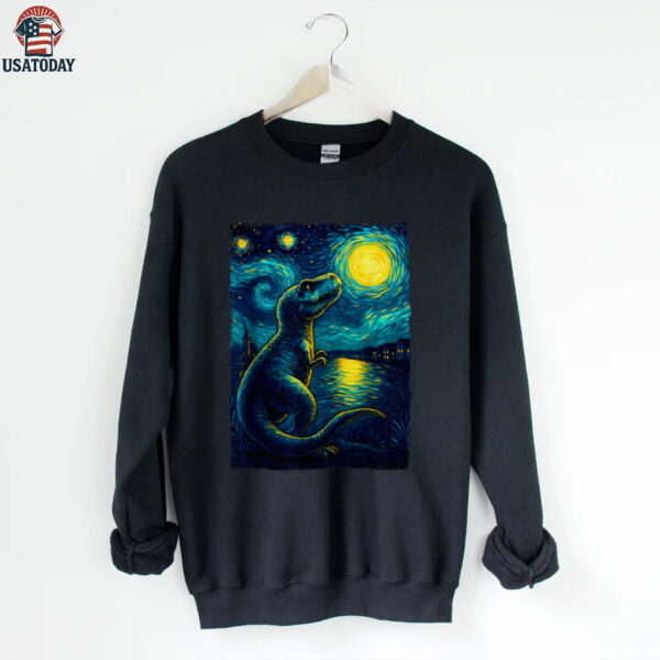 Trex Dinosaur Dino   Van Gogh Style   Starry Night Shirt