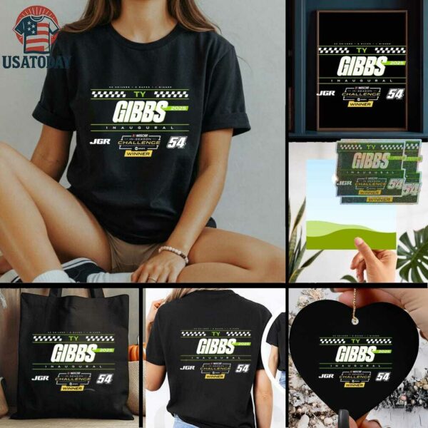 Ty Gibbs Checkered Flag Sports Black 2025 NASCAR Cup Series In Season Challenge Winner T Shirt