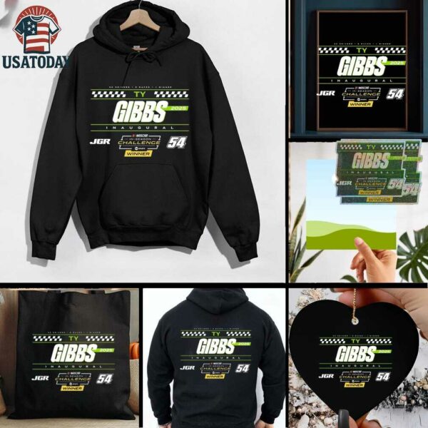 Ty Gibbs Checkered Flag Sports Black 2025 NASCAR Cup Series In Season Challenge Winner T Shirt