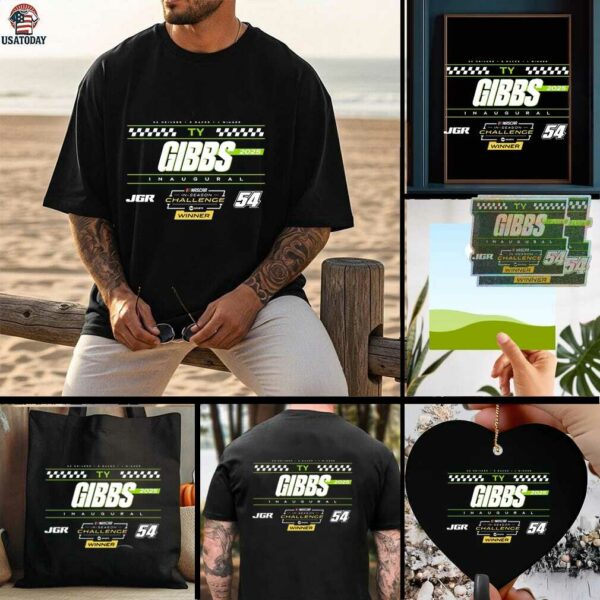 Ty Gibbs Checkered Flag Sports Black 2025 NASCAR Cup Series In Season Challenge Winner T Shirt