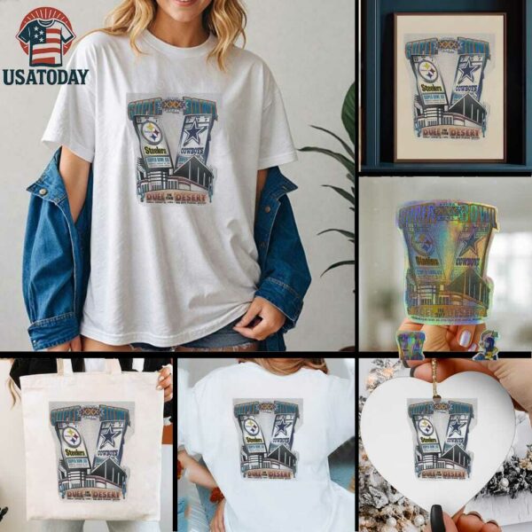 Vintage 1996 Super Bowl XXX Steelers vs. Cowboys Duel in the Desert T Shirt
