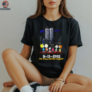 We will never forget Peanuts characters September 11th 2001 the World Trade Center shirt