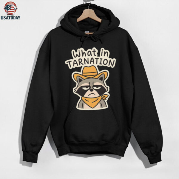 What In Tarnation Funny Cowboy Raccoon Meme shirt