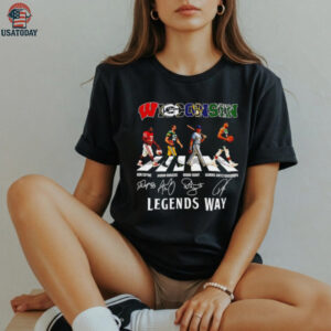 Wisconsin Ron Dayne Aaron Rodgers Robin Yount Giannis Antetokounmpo legends way abbey road signatures shirt