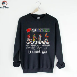 Wisconsin Ron Dayne Aaron Rodgers Robin Yount Giannis Antetokounmpo legends way abbey road signatures shirt