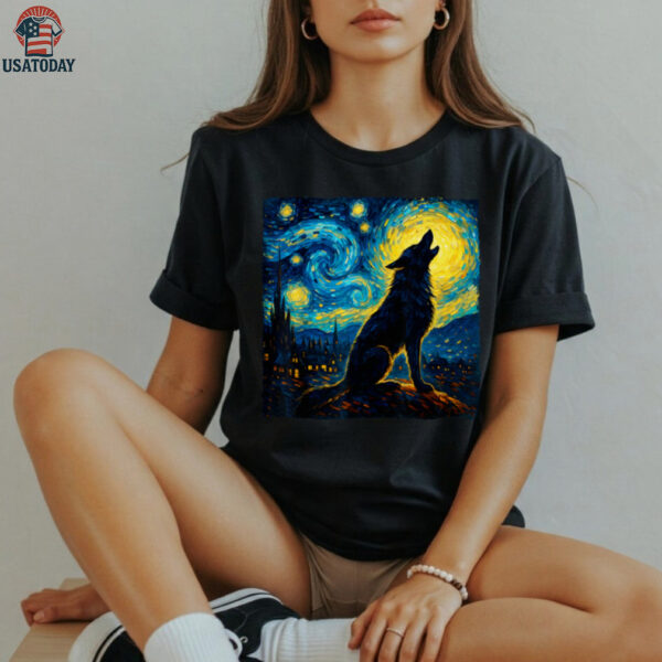 Wolf Starry Night Howling Moon Kid Shirt