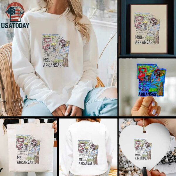 MSU Bulldogs vs Arkansas Razorbacks 2025 Fayetteville AR game day football shirt