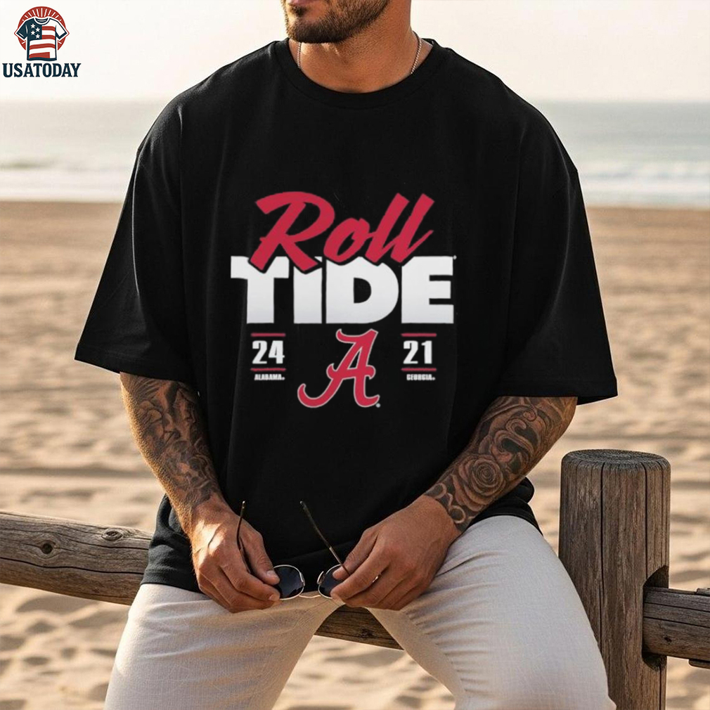 Official Alabama Crimson Tide vs. Georgia Bulldogs Roll Tide Score 24 21 T Shirt Official Alabama Crimson Tide vs. Georgia Bulldogs Roll Tide Score 24 21 T Shirt