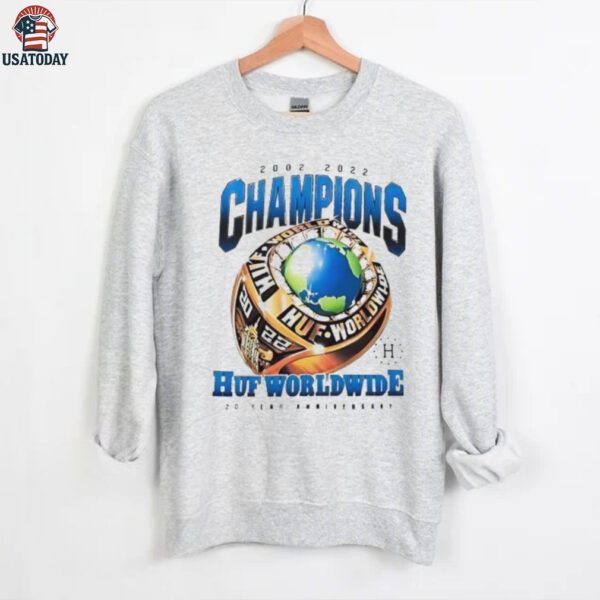 2002 2022 Champions HUF Worldwide 20 Year Anniversary Ring shirt