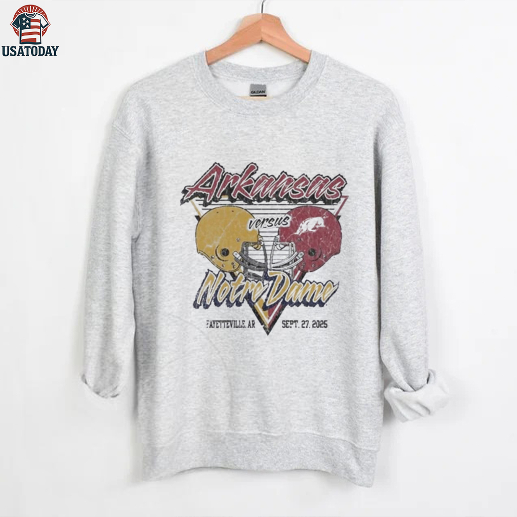 Arkansas Razorbacks Football vs Notre Dame Fighting Irish Fayetteville Ar Sept 27 2025 Gameday shirt Arkansas Razorbacks Football vs Notre Dame Fighting Irish Fayetteville Ar Sept 27 2025 Gameday shirt