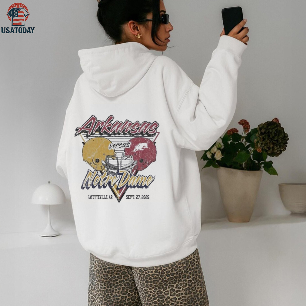 Arkansas Razorbacks Football vs Notre Dame Fighting Irish Fayetteville Ar Sept 27 2025 Gameday shirt Arkansas Razorbacks Football vs Notre Dame Fighting Irish Fayetteville Ar Sept 27 2025 Gameday shirt