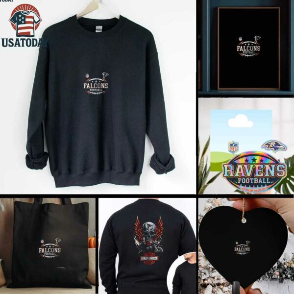 Atlanta Falcons NFL Harley Davidson motorcycle graphic shirt