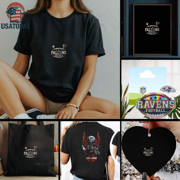 Atlanta Falcons NFL Harley Davidson motorcycle graphic shirt