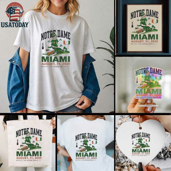 Notre Dame vs Miami Hurricanes hard rock stadium Miami gardens Fl 2025 shirt