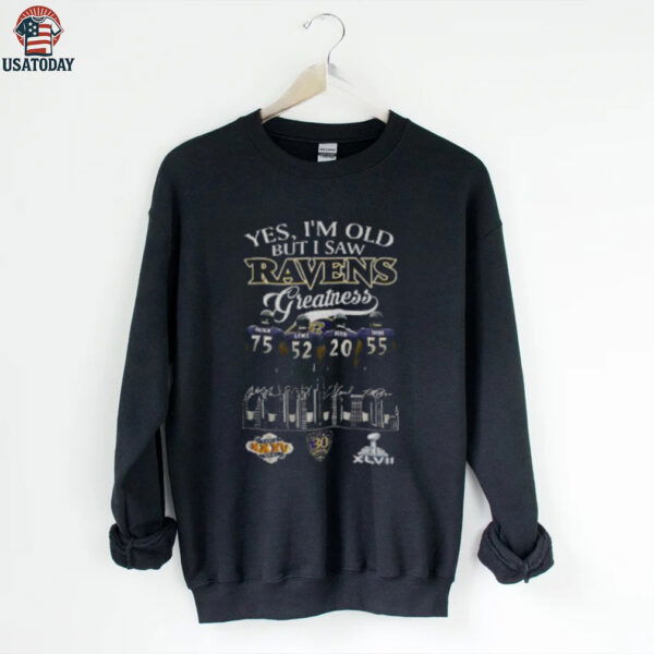 Baltimore Ravens yes I’m old but I saw Ravens greatness city skyline signatures shirt