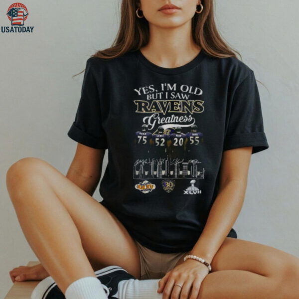 Baltimore Ravens yes I’m old but I saw Ravens greatness city skyline signatures shirt
