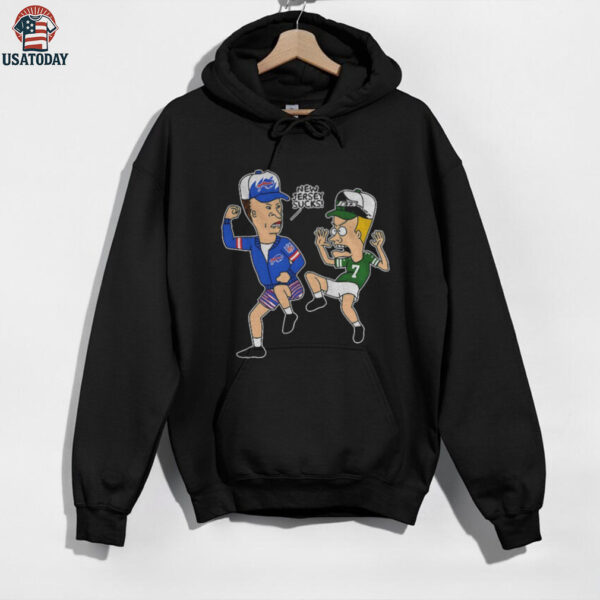 Beavis and Butt Head Buffalo Bills vs Justin Fields New York Jets New Jersey Sucks cartoon shirt