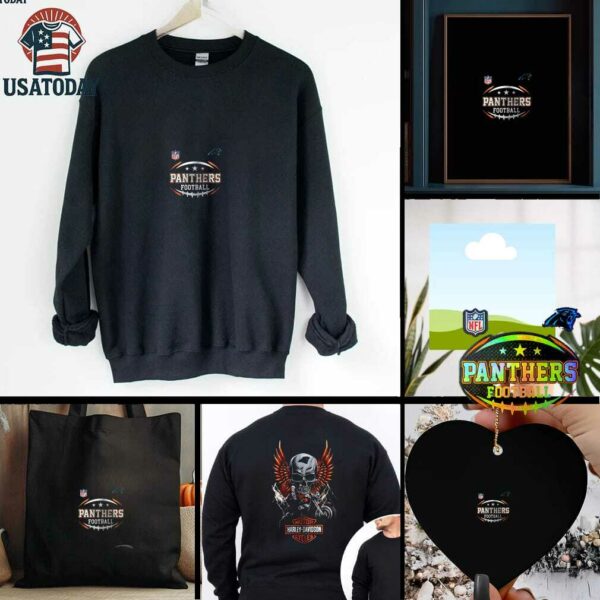 Carolina Panthers NFL Harley Davidson motorcycle graphic shirt