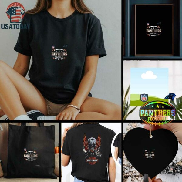 Carolina Panthers NFL Harley Davidson motorcycle graphic shirt
