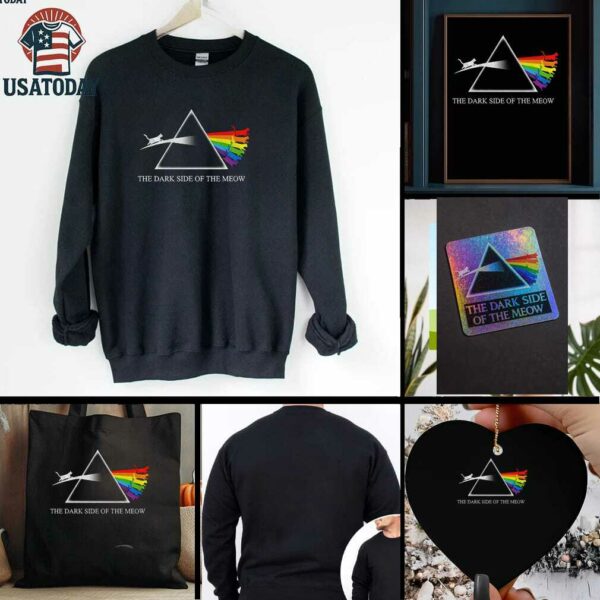Cat rainbow the dark side of the meow t shirt