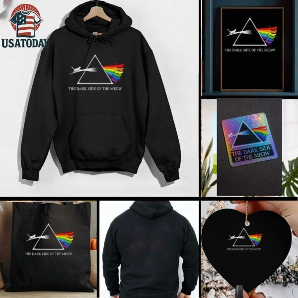 Cat rainbow the dark side of the meow t shirt
