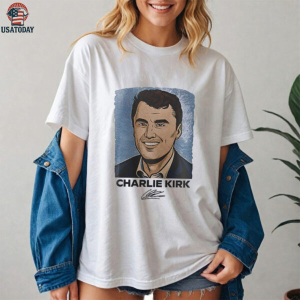 Charlie Kirk Freedom portrait art signature shirt