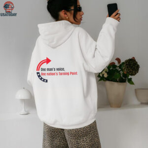 Charlie Kirk memorial one man’s voice one nation’s turning point USA patriotic apparel shirt