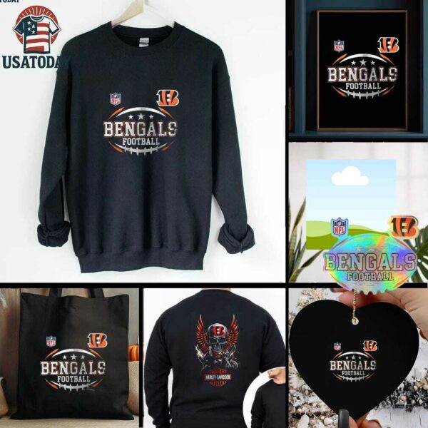 Cincinnati Bengals NFL Harley Davidson motorcycle graphic shirt