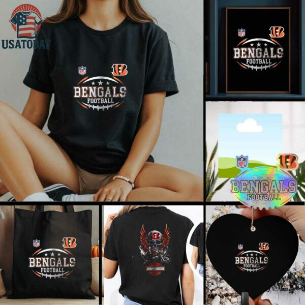 Cincinnati Bengals NFL Harley Davidson motorcycle graphic shirt