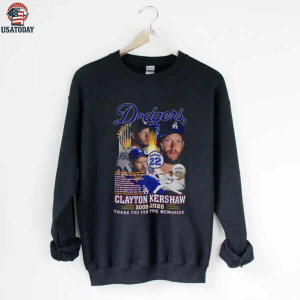Clayton Kershaw Dodgers baseball 2008 2025 Stats thank you for the memories shirt